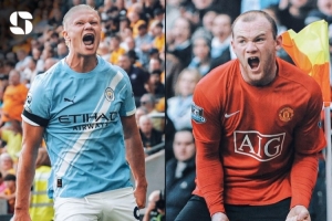 英超曼市德比中，哈蘭德6場參與11球超越魯尼21場參與9球紀錄