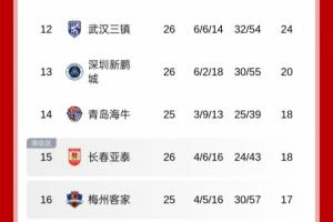 地獄難度！積分榜：新鵬城僅領先降級區2分，將戰國安+申花+蓉城