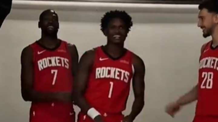 ??火箭三巨頭拍攝定妝照 杜蘭特談笑間將C位讓給阿門