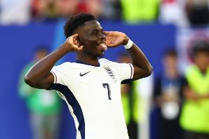 打進13球，薩卡成為為英格蘭進球最多的阿森納球員