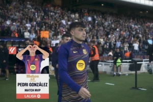 1進球1關鍵傳球，佩德里當選巴薩2-1赫羅納一役全場最佳